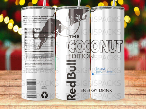 Red Bull Coconut Edition energy drink can with nutrition facts.