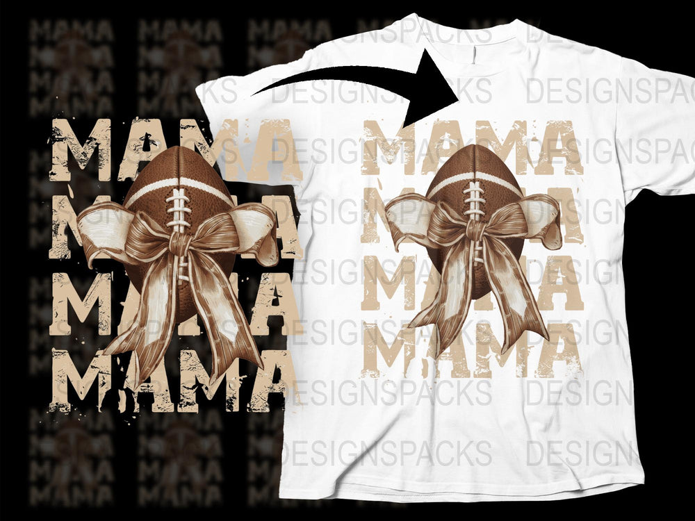 Mama Football T-Shirt, Distressed Sports Mom Graphic Tee, Trendy Mother's Day Gift, Casual Athletic Wear