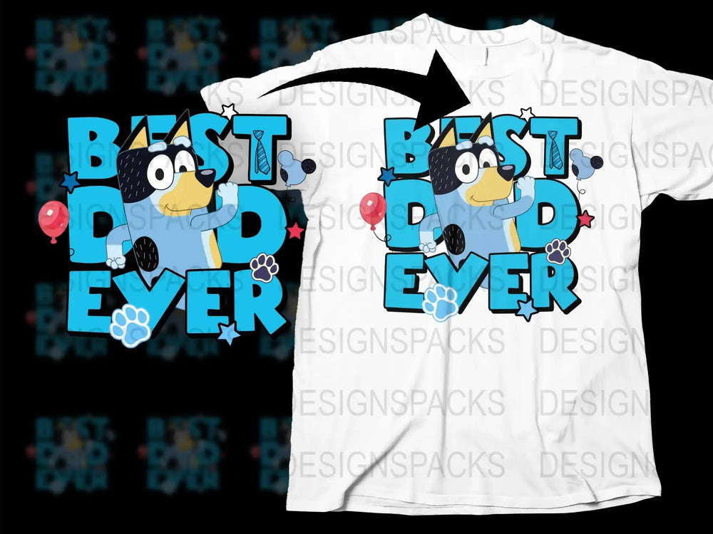 Best Dad Ever T-Shirt, Funny Cartoon Dog Father's Day Gift, Cute Graphic Tee for Dads
