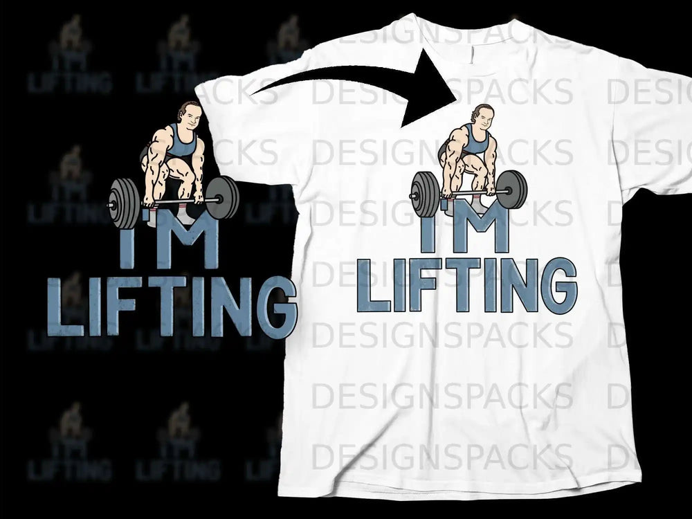 I'M LIFTING Graphic Tee with Bodybuilder Illustration
