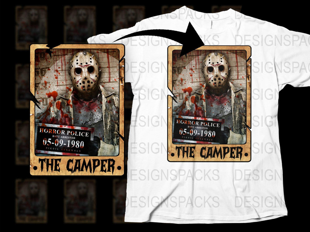 Vintage Horror Movie T-Shirt, The Camper Design, Jason Inspired, Halloween Costume Tee, Men's and Women's Sizes Available