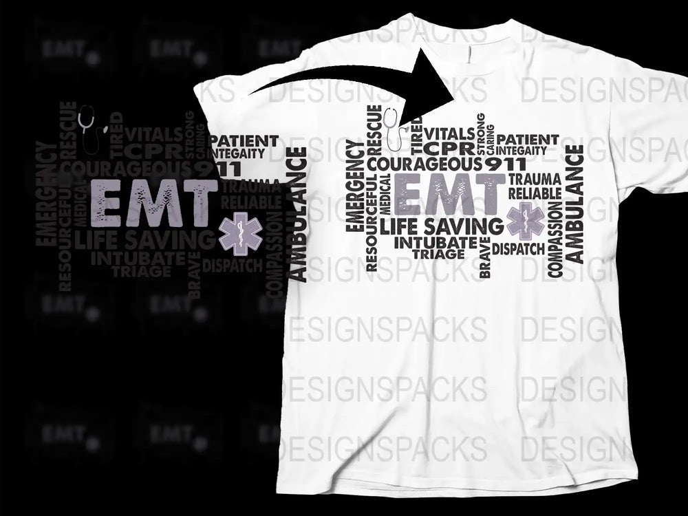 EMT T-Shirt with Graphics, Emergency Medical Technician Gift, EMS 911 Rescue Tee, Paramedic Shirt, Life Saving Crew Apparel
