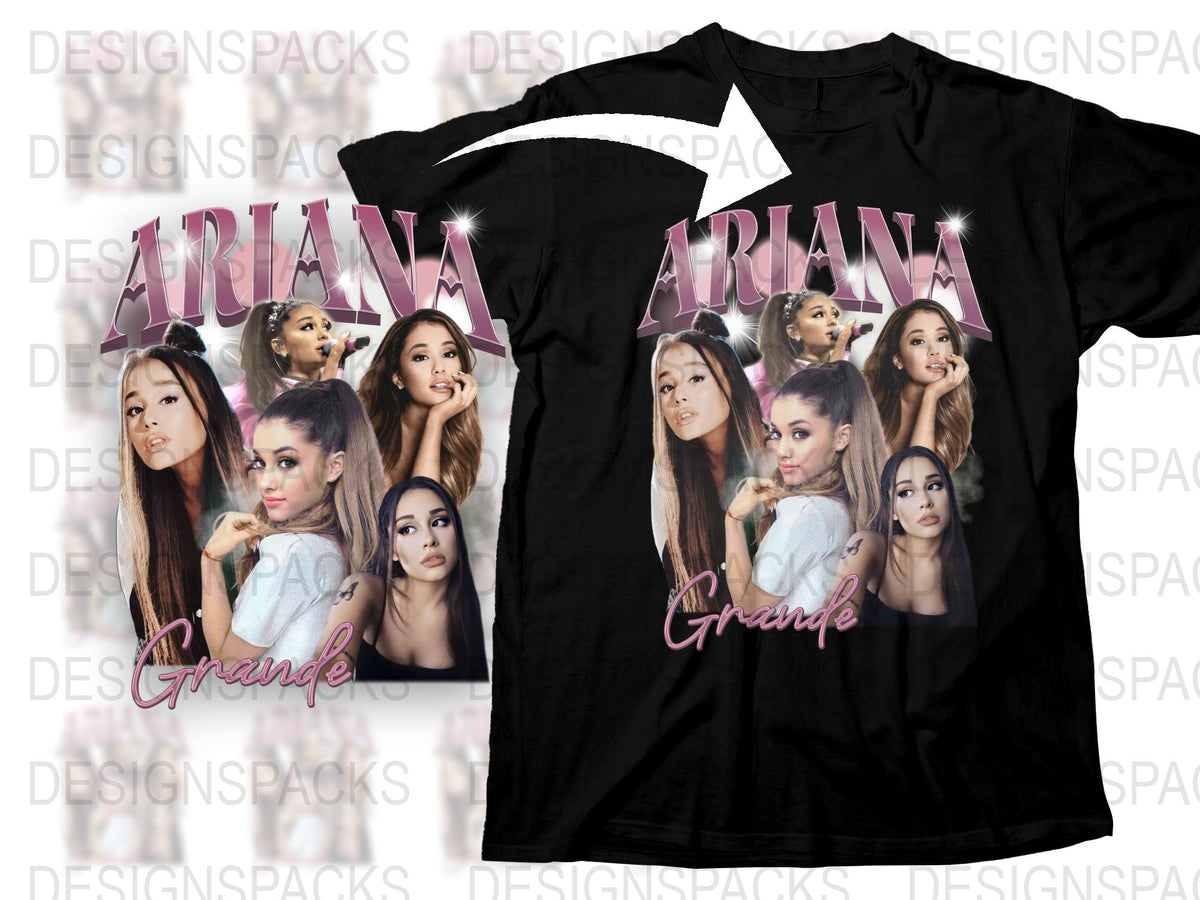 Ariana Grande Fan T-Shirt, Pop Star Multiple Faces Graphic Tee, Music Artist Merchandise