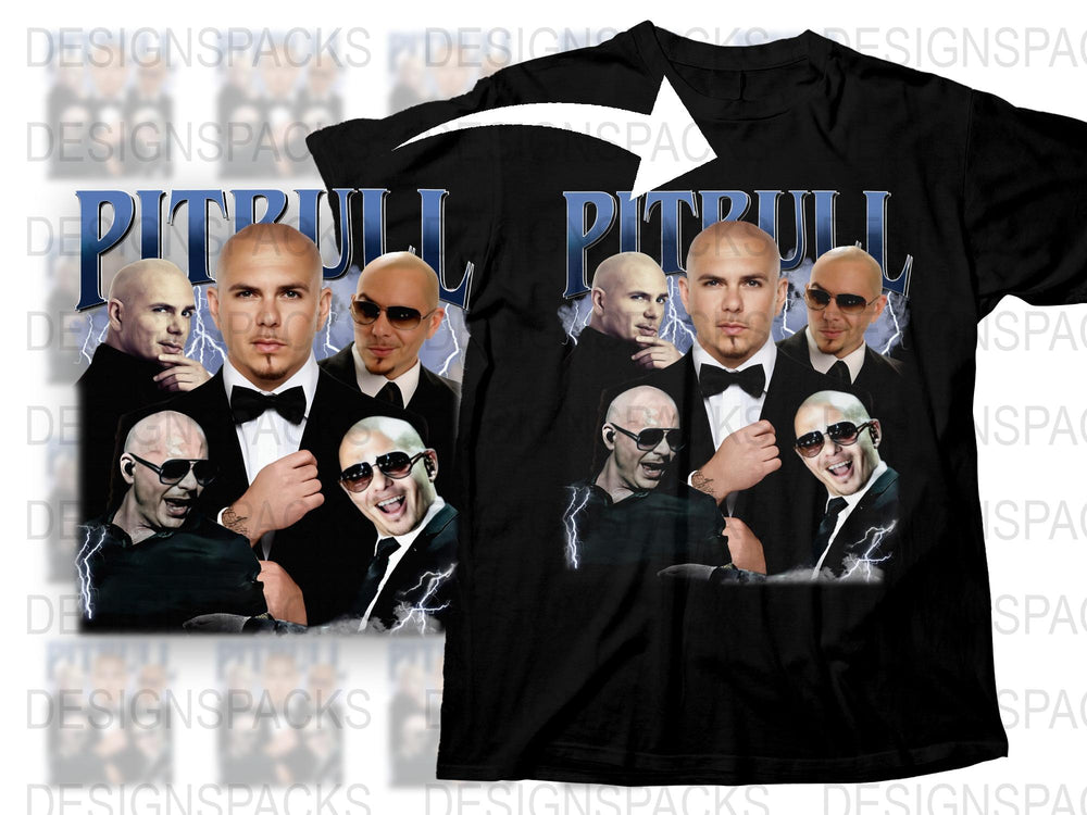 Pitbull Graphic T-Shirt, Mr. Worldwide Fan Merch, Pop Culture Music Tee, Bold Printed Celebrity Black Shirt, Unique Gift Idea