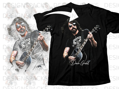 Black t-shirt with Dave Grohl graphic and his signature.