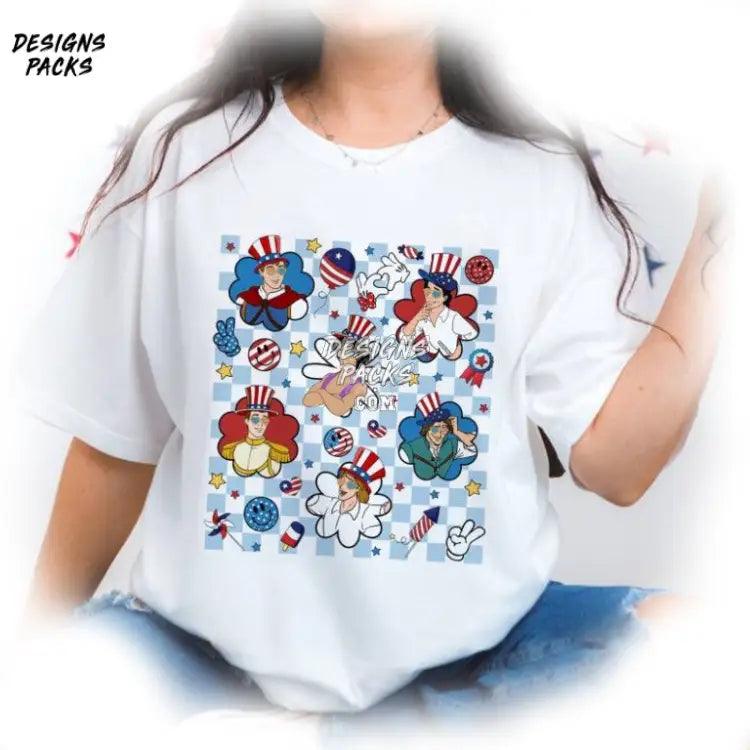 4Th Of July For Men American Cartoon Prince Checkered Png Design