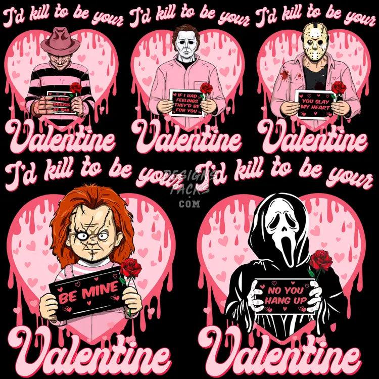 5 Valentine Horror Killers Designs Bundle Png