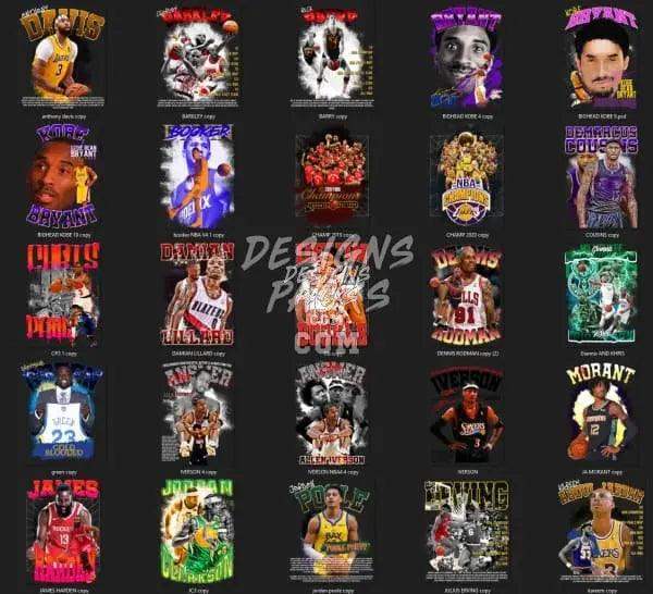 Basketball player designs for DTF/DTG, embroidery, and tumbler wraps in PNG, PES, SVG formats