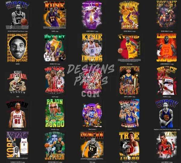 Basketball player designs for DTF/DTG, embroidery, and tumbler wraps, print-ready PNG, PES, SVG