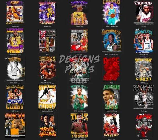 Basketball player designs for DTF, DTG, embroidery, and tumbler wraps in PNG, PES, SVG formats