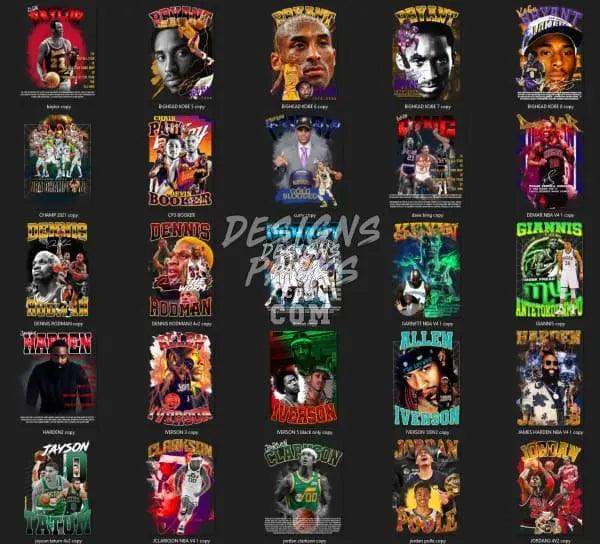 Basketball player designs for DTF, DTG, embroidery, and tumbler wraps in PNG, PES, SVG formats