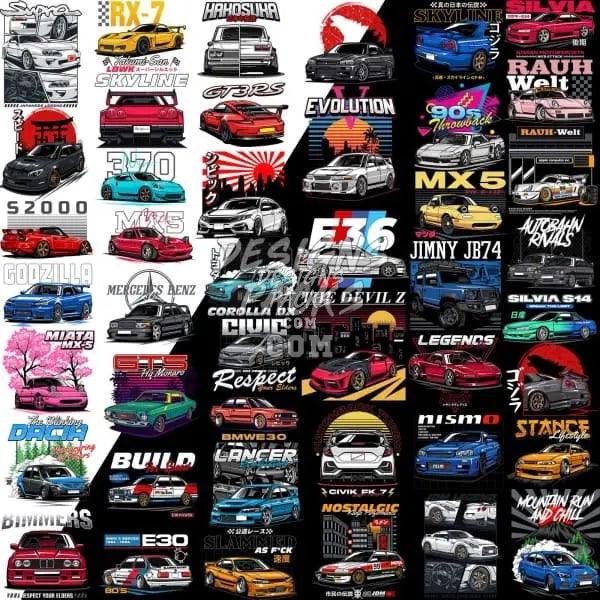 50 Cars Designs Bundle PNG + AI designspacks