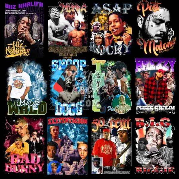 Hip hop artist designs for DTF, DTG, embroidery & tumbler wraps – print-ready PNG, SVG, PES