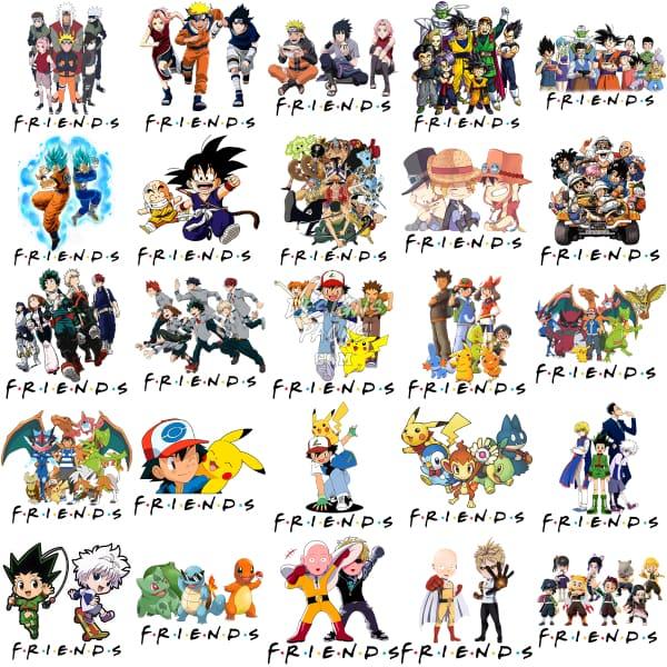 50 Anime Mix Friends Designs Bundle Png