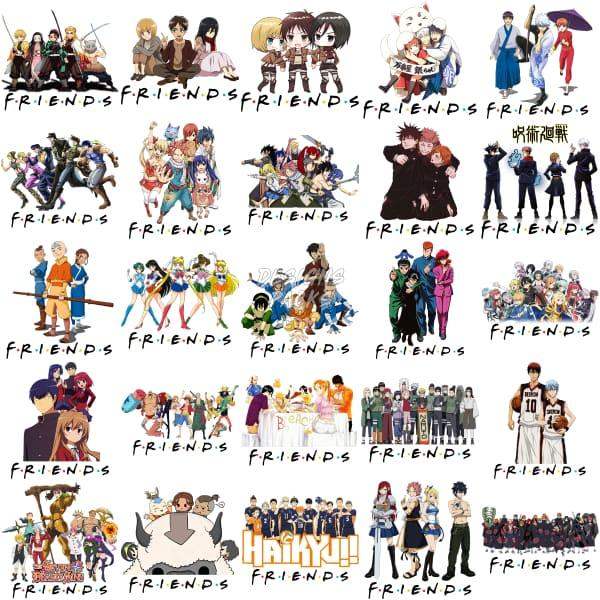 50 Anime Mix Friends Designs Bundle Png