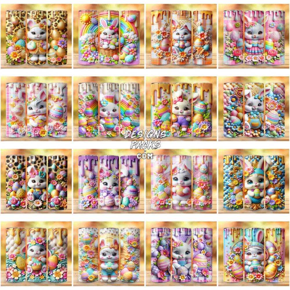 50 Bunny Easter 3D Puffy Tumbler Wrap Bundle Jpg