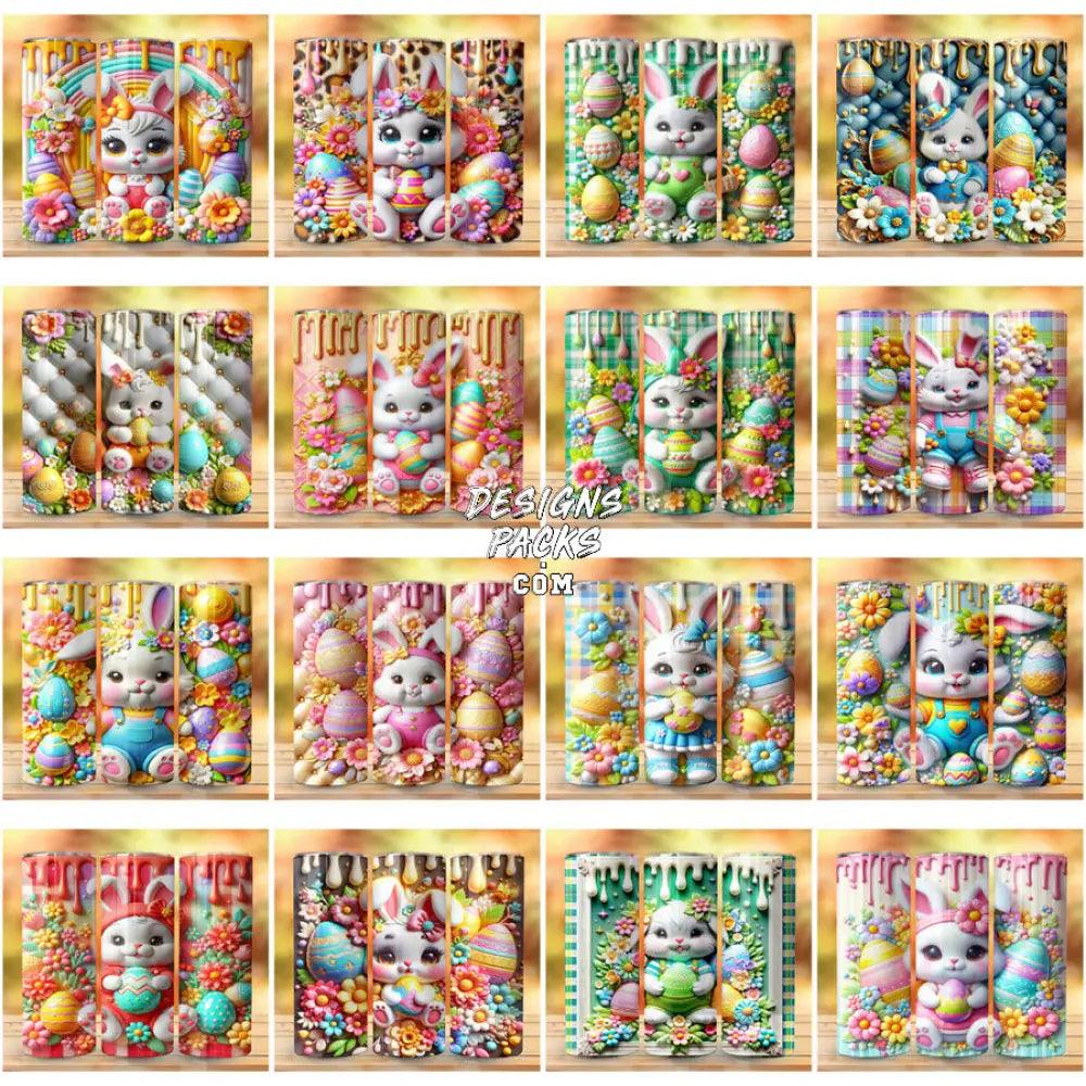 50 Bunny Easter 3D Puffy Tumbler Wrap Bundle Jpg