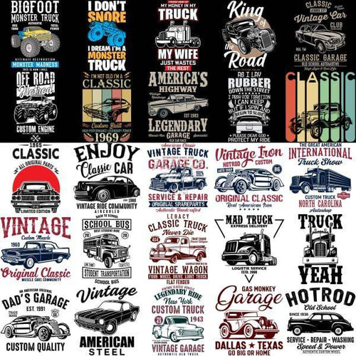 50 Cars And Trucks Designs Bundle Png Ai Psd With Fonts
