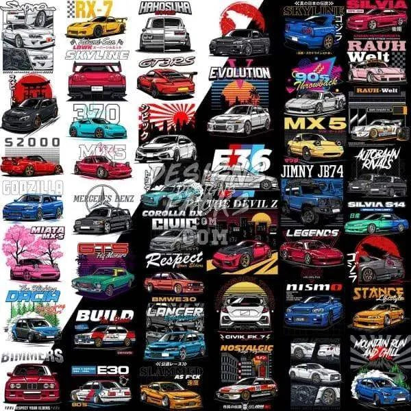50 Cars Designs Bundle PNG + AI