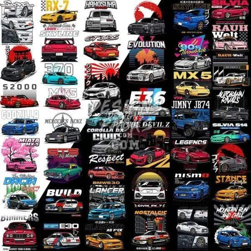 50 Cars Designs Bundle PNG + AI