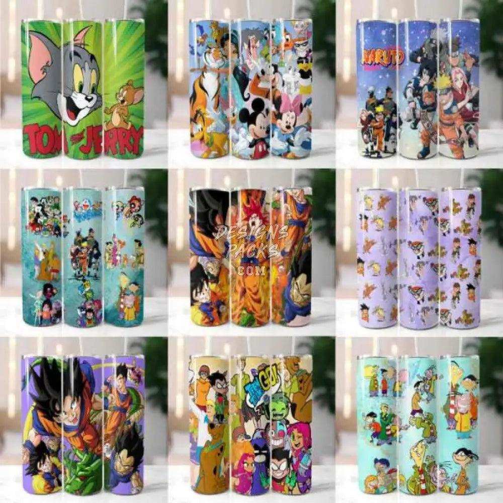 50 Cartoon 90S Tumbler Wrap Bundle Png