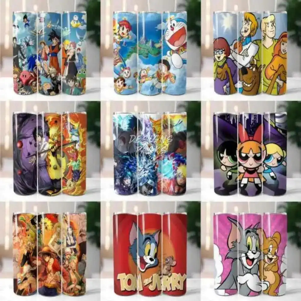 50 Cartoon 90S Tumbler Wrap Bundle Png