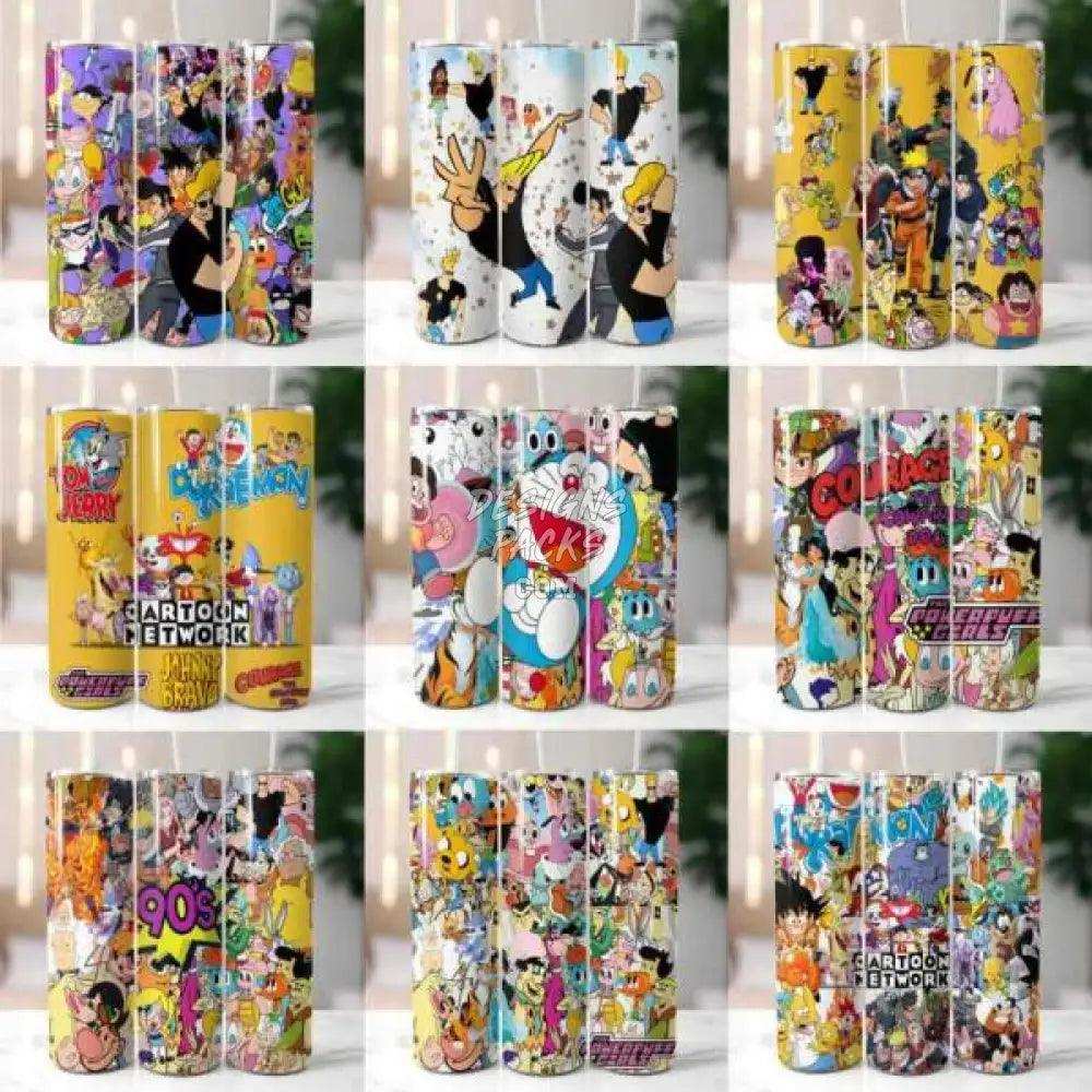 50 Cartoon 90S Tumbler Wrap Bundle Png