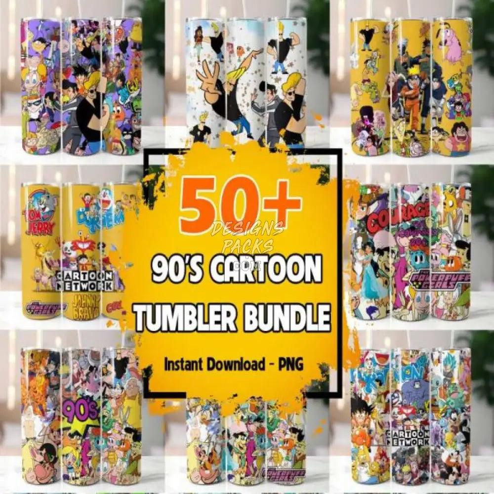 50 Cartoon 90S Tumbler Wrap Bundle Png