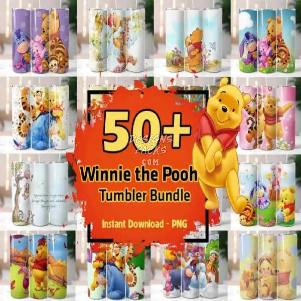 50 Cartoon Pooh Tumbler Wrap Bundle Png