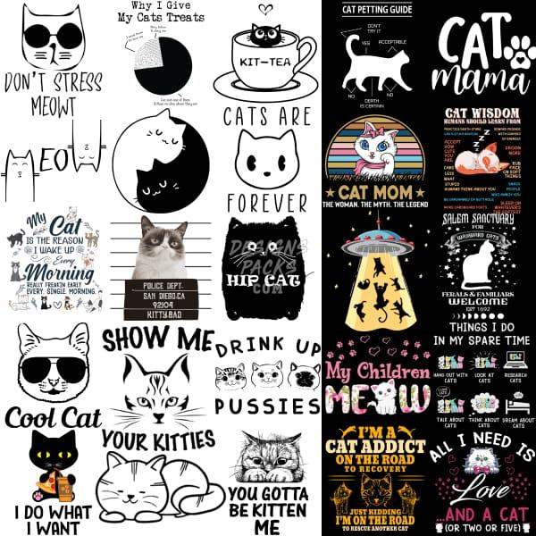50 Cats Designs Bundle Png Ai Psd With Fonts