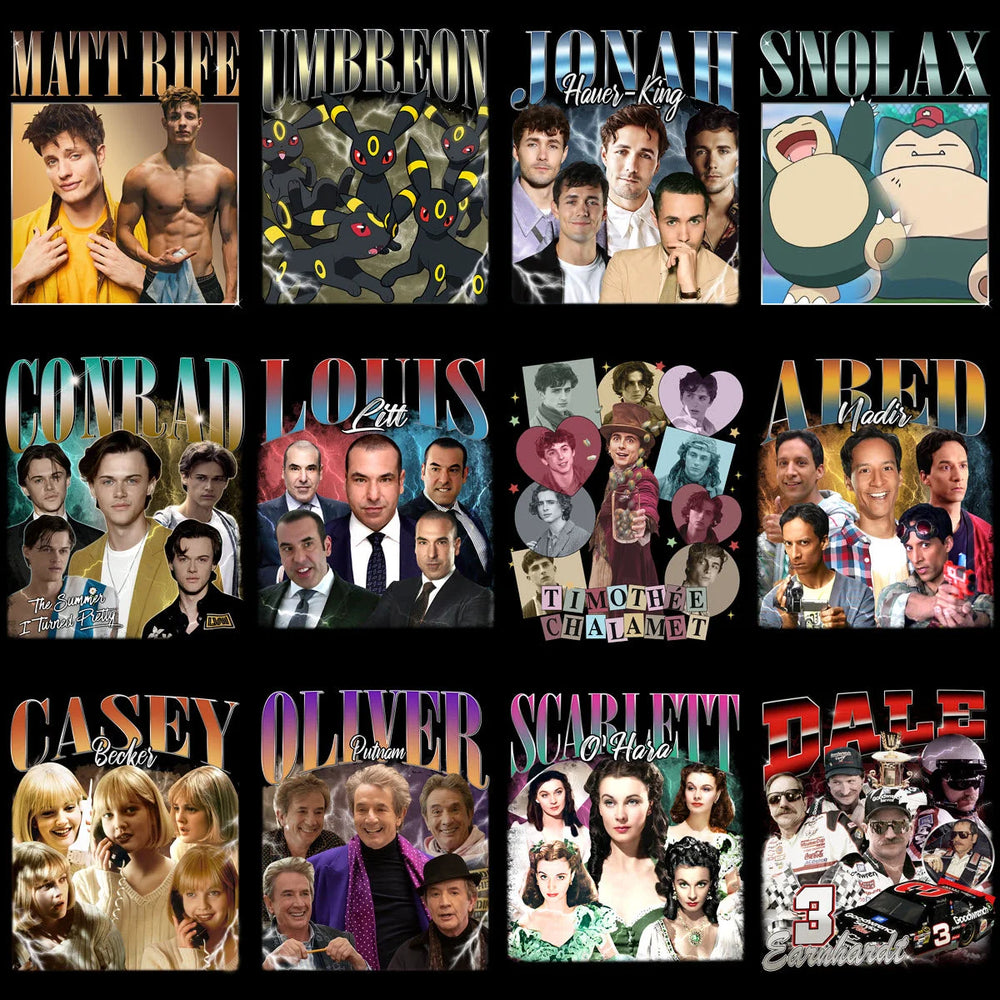 50 Celebrity Fan Mixed Bootleg 90s V3 Designs Bundle PNG