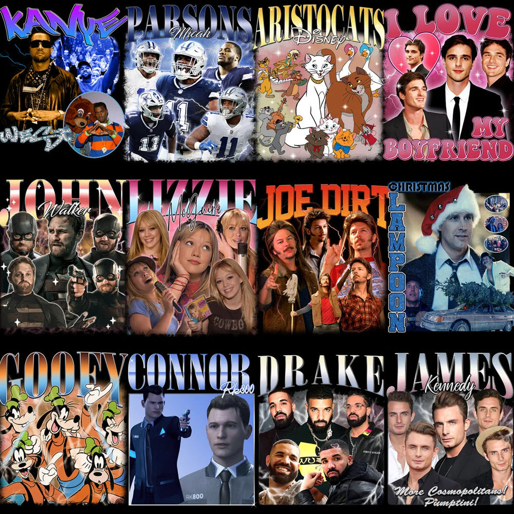 50 Celebrity Fan Mixed Bootleg 90s V4 Designs Bundle PNG