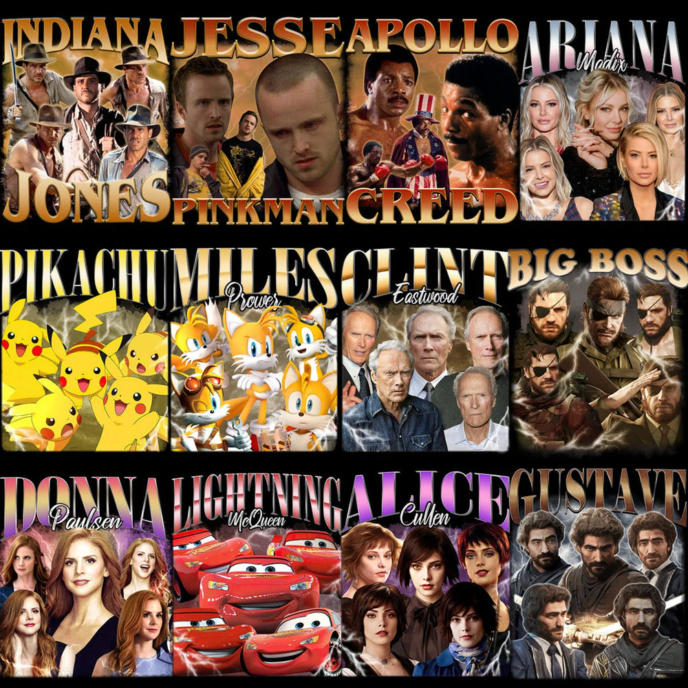50 Celebrity Fan Mixed Bootleg 90s V5 Designs Bundle PNG