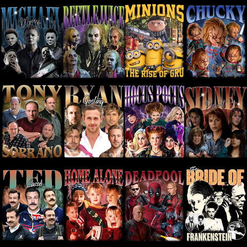 50 Celebrity Fan Mixed Bootleg 90s V7 Designs Bundle PNG