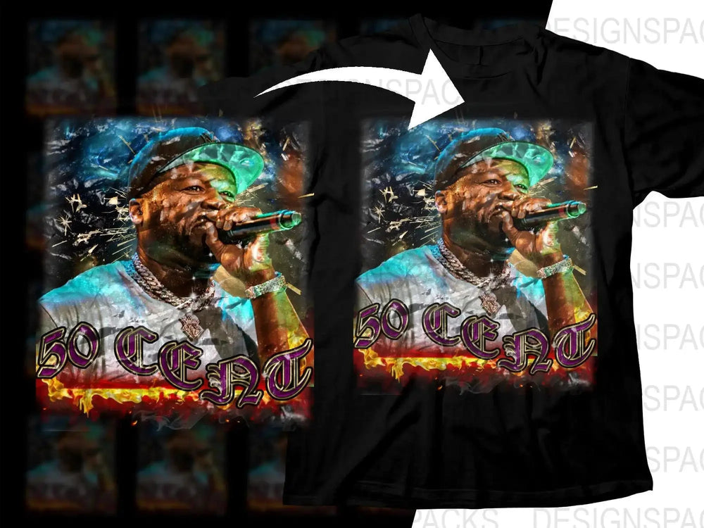 50 Cent Bootleg Music Style Graphic Design Png Digital Download