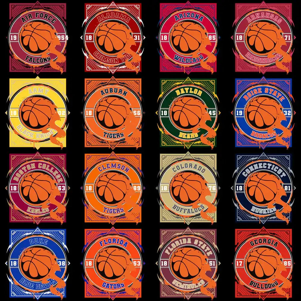 55 College NCAA Teams BB Fire Ball Designs Bundle PNG