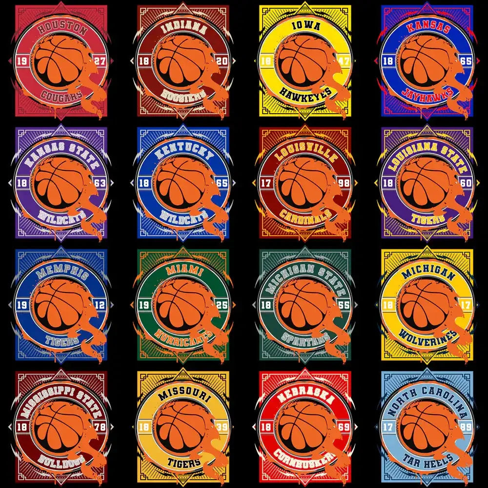 55 College NCAA Teams BB Fire Ball Designs Bundle PNG
