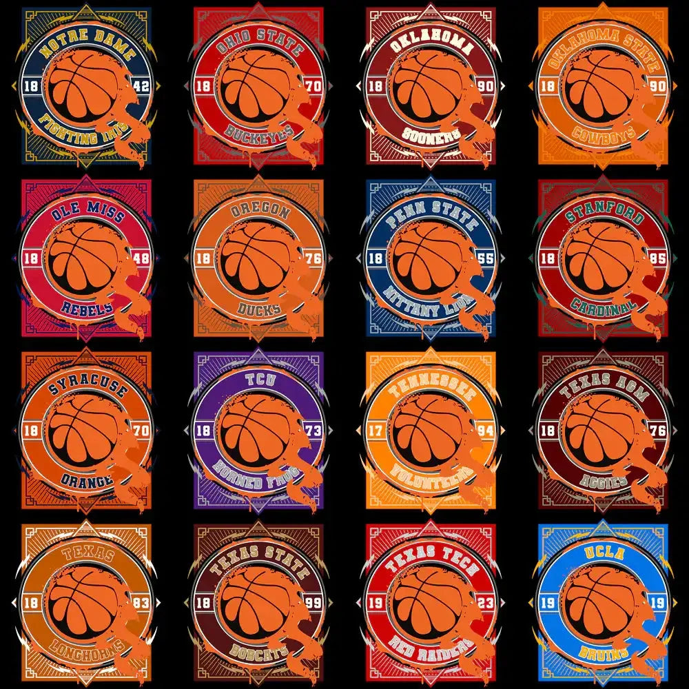 55 College NCAA Teams BB Fire Ball Designs Bundle PNG