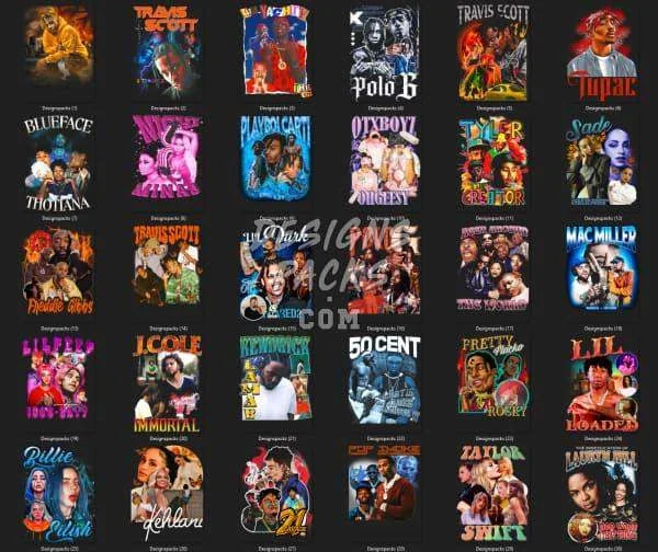 50 Hip Hop Rap mix V5 Designs Bundle PNG