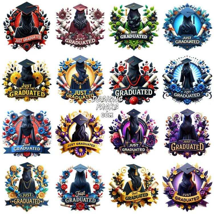 50 Just Graduated Girls Designs Bundle Png