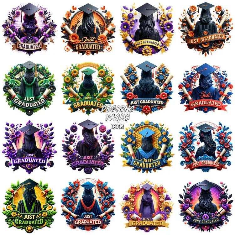 50 Just Graduated Girls Designs Bundle Png