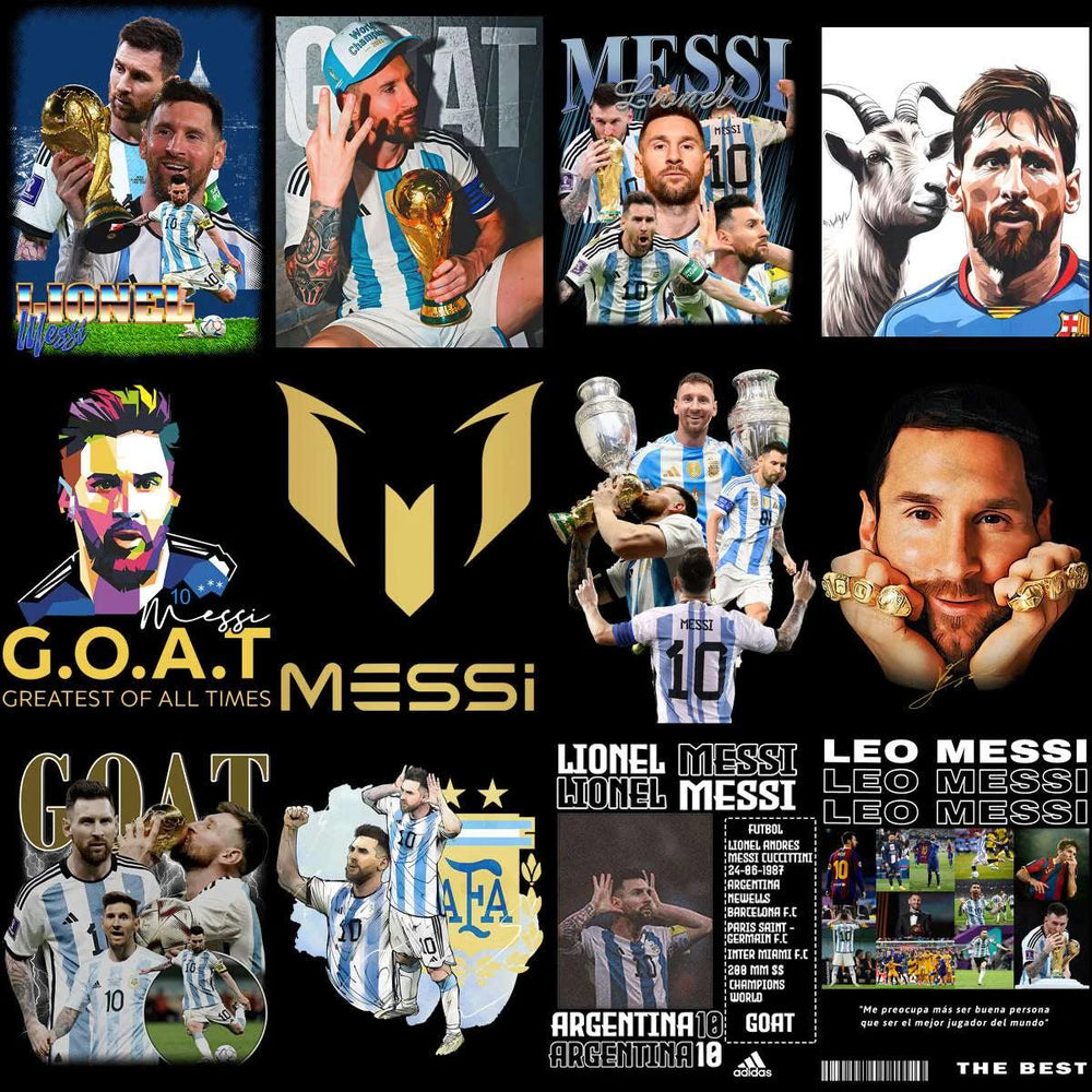 50 Lionel Messi Soccer GOAT Football Designs Bundle PNG