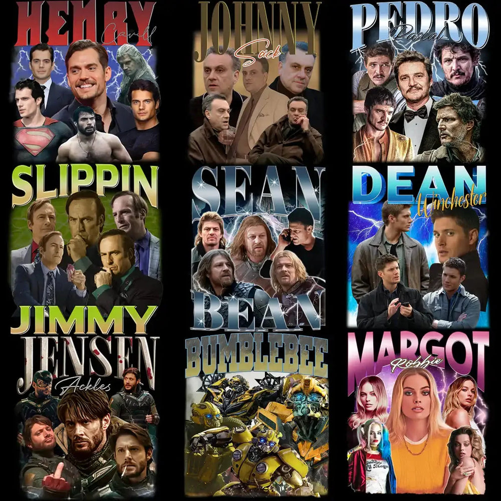 50 Movie Celebrity Series TV Bootleg Designs Bundle PNG