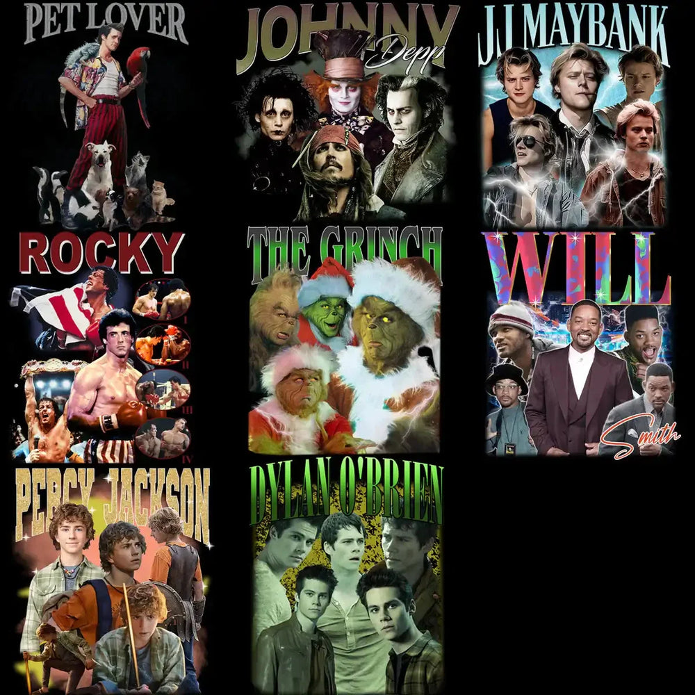 50 Movie Celebrity Series TV Bootleg Designs Bundle PNG