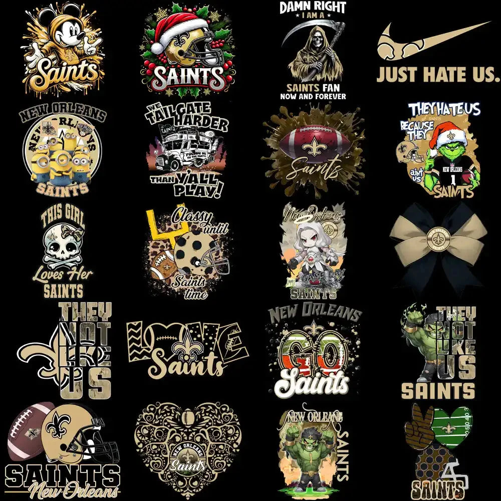50 New Orleans Saints V1 Football Designs Bundle PNG