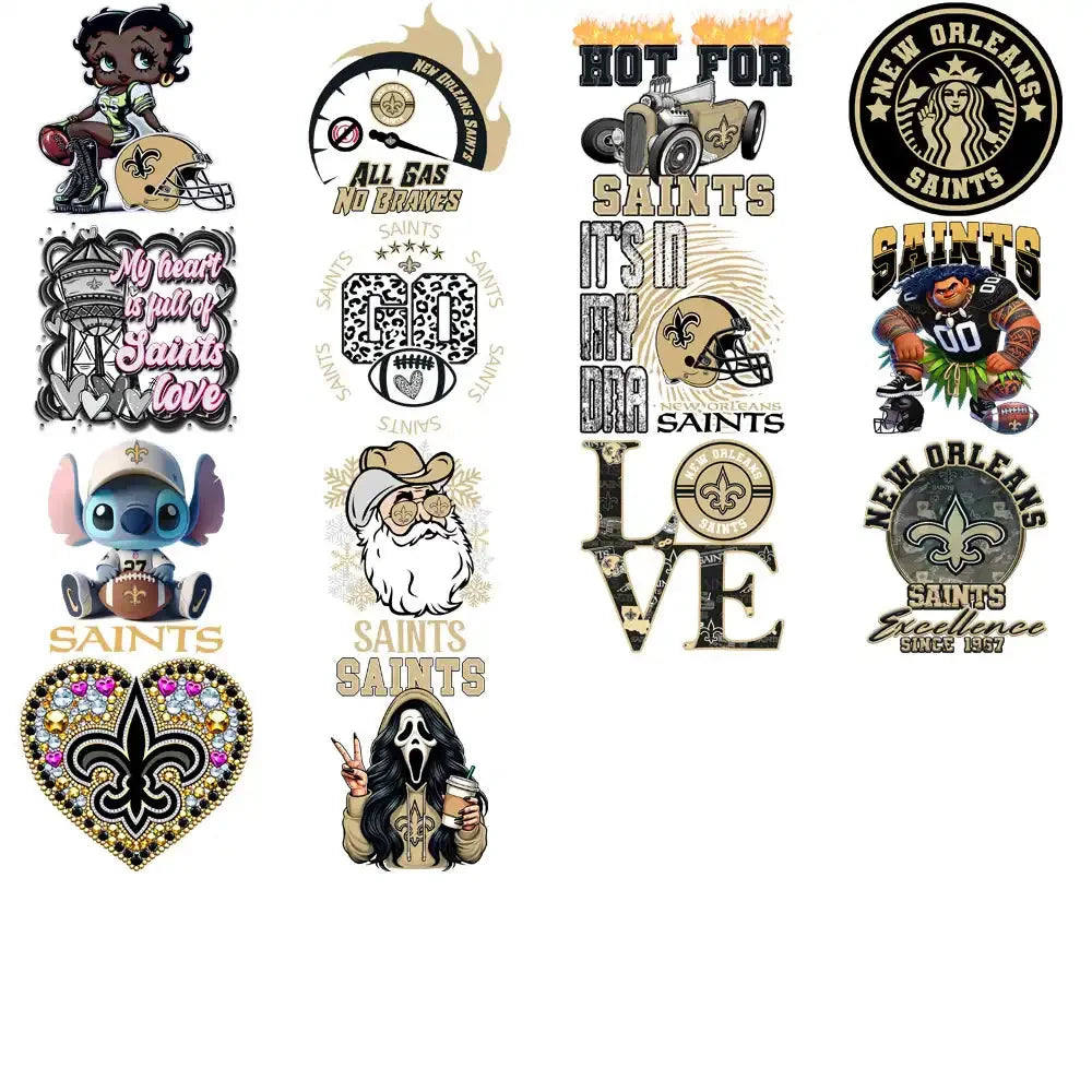 50 New Orleans Saints V1 Football Designs Bundle PNG