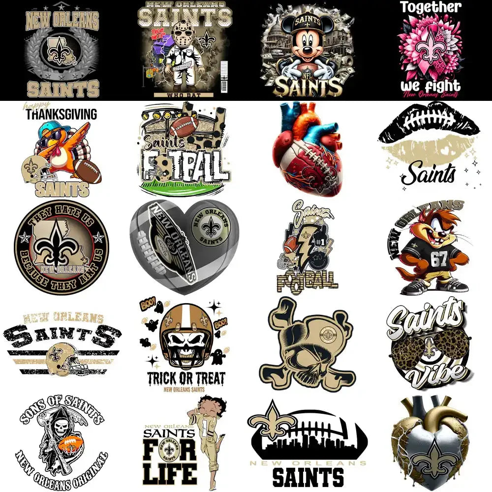 50 New Orleans Saints V2 Football Designs Bundle PNG