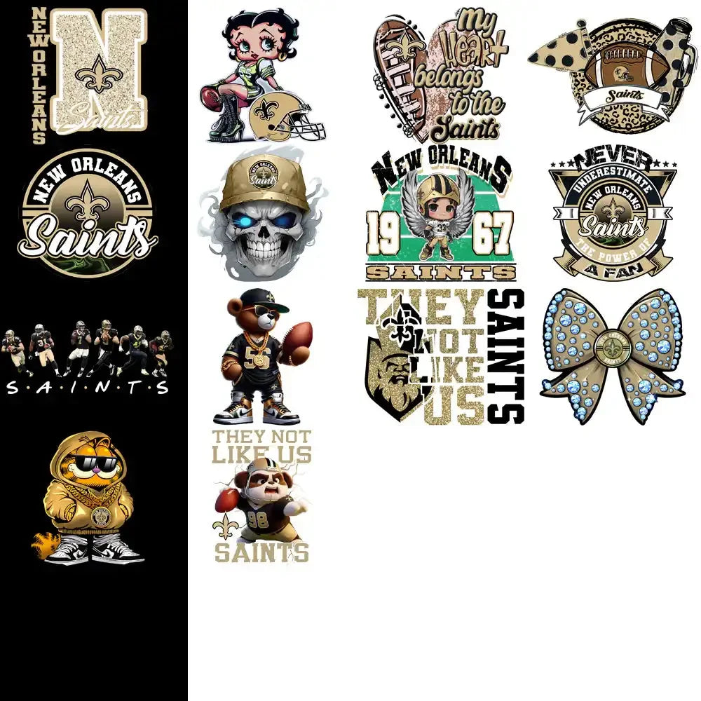 50 New Orleans Saints V2 Football Designs Bundle PNG