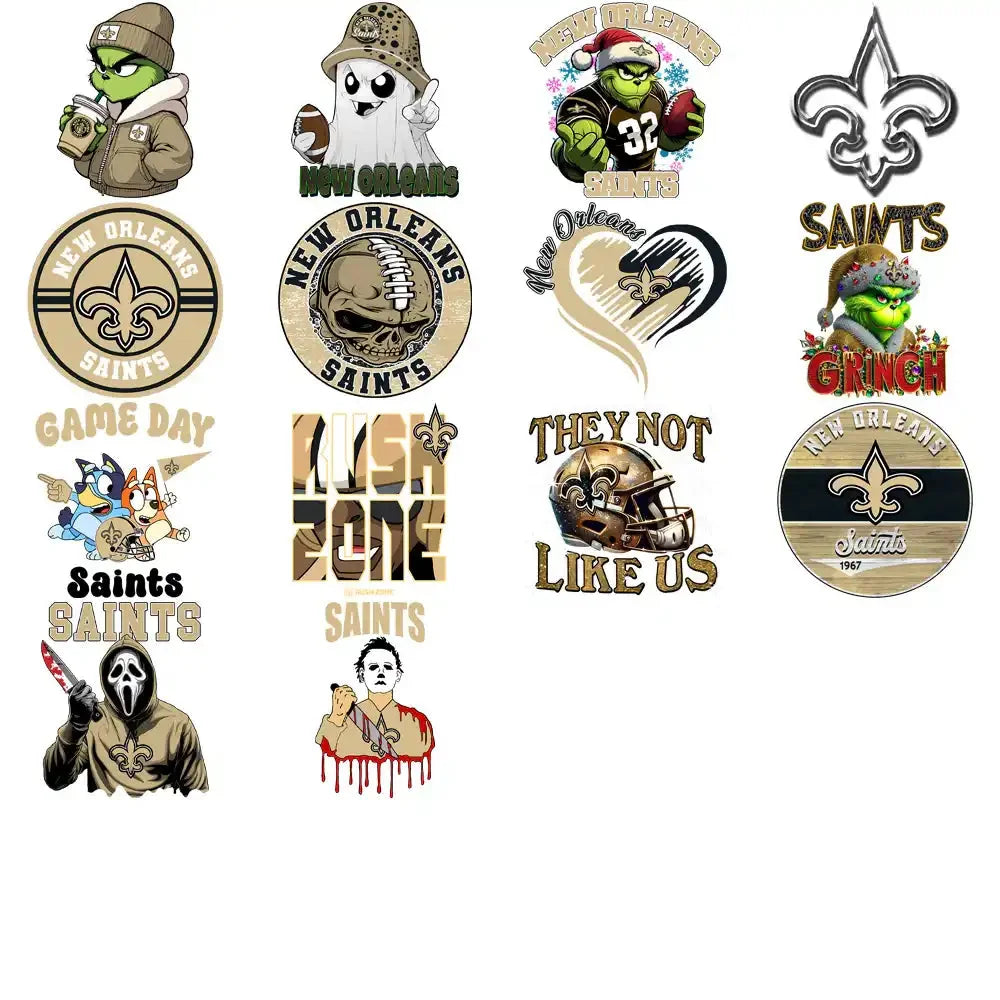 50 New Orleans Saints V3 Football Designs Bundle PNG