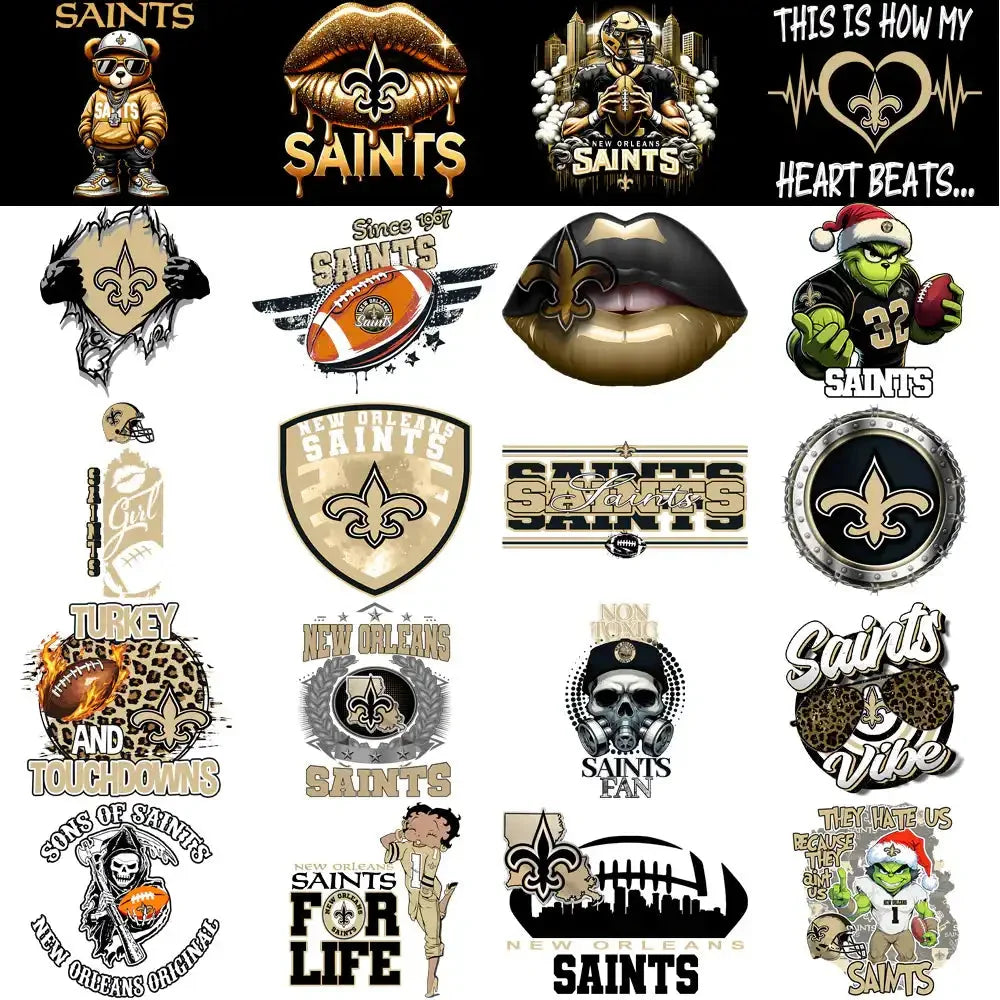 50 New Orleans Saints V4 Football Designs Bundle PNG